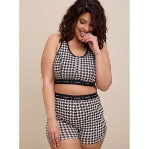 Torrid New 0X Lightly Lined Rib Henley Bralette in Herringbone White and Black